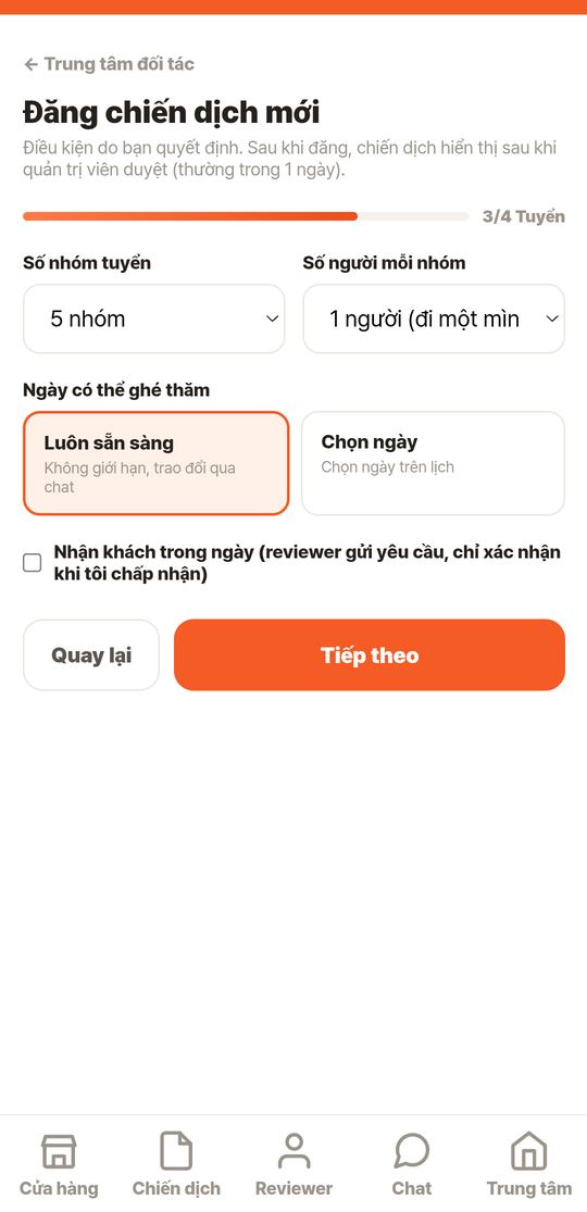 Bước 3/4 · Tuyển bao nhiêu